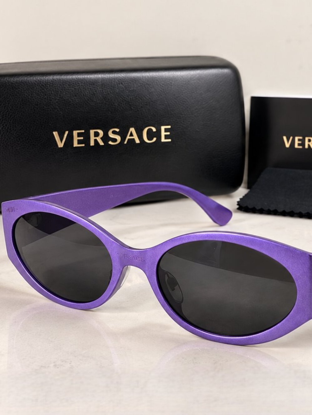 Versace VE2263 Violet Purple Dark Grey Oval Sunglasses - Worn Once